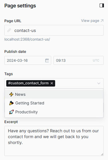 Enable custom contact tag