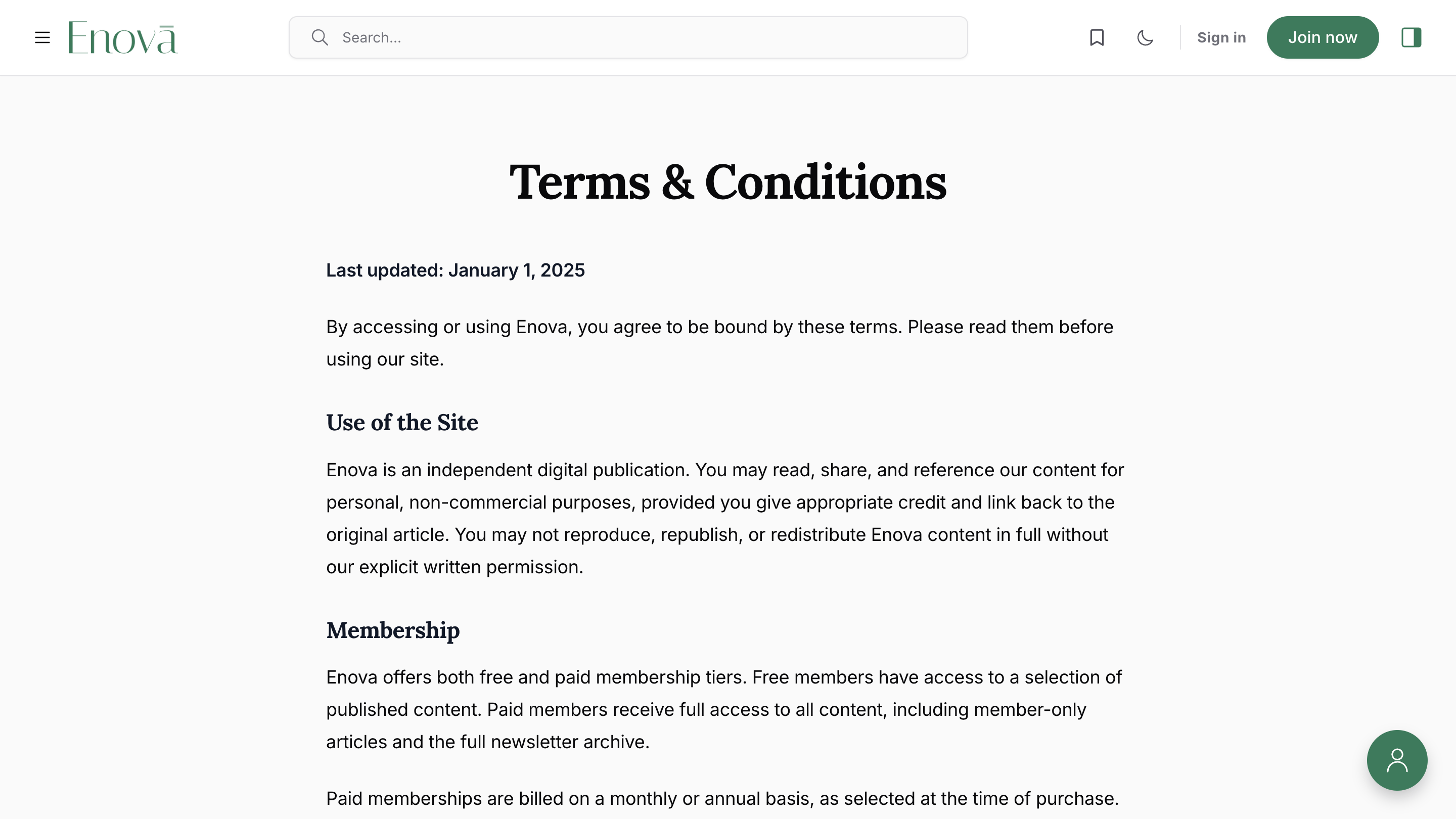 Full width page template